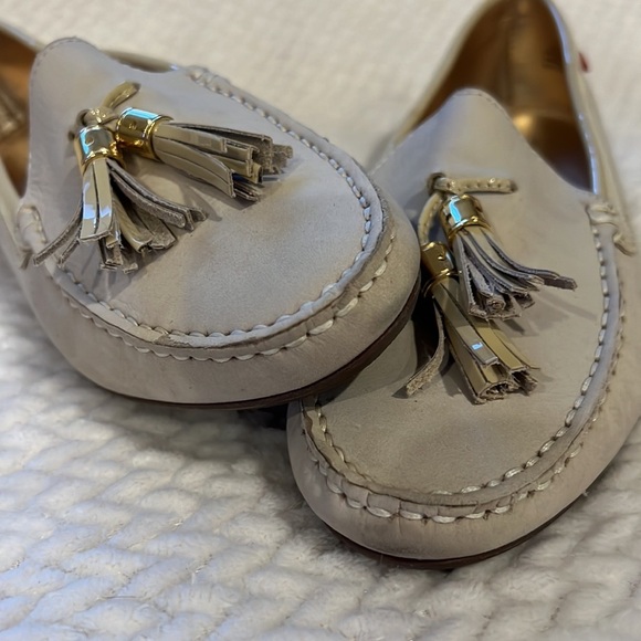 Marc Joseph Beige Leather Tassel Mocassin Leather Loafers Size 9